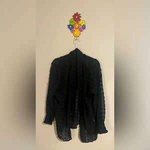 Shein, black with black polka dots transparent kimono